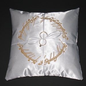 CUSTOMIZE Your RING BEARER Pillow with Embroidery - Embroidered White Satin Wedding Ring Bearer Pillow - Variety of designs available