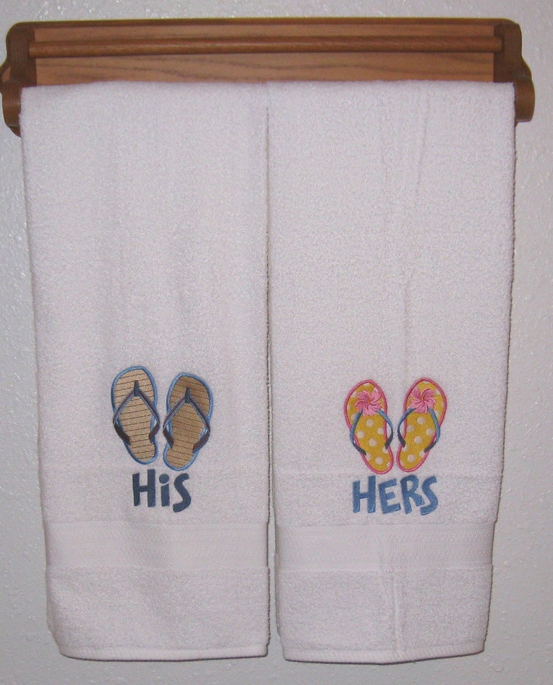 HIS and HERS Flipflops Towel Set His & Hers Flip Flop Bath Etsy