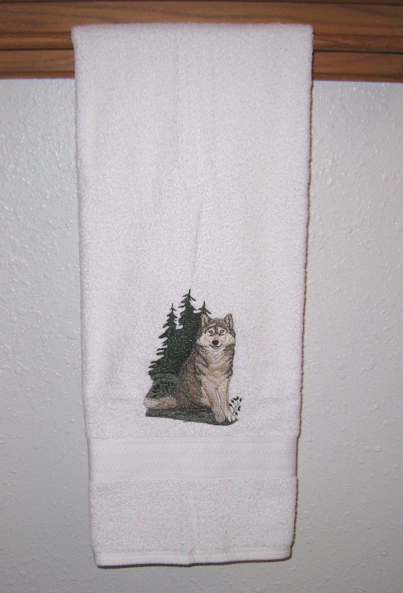 Embroidered WOLF BATH Towel Wolf Home Decor Bath Towel for Etsy