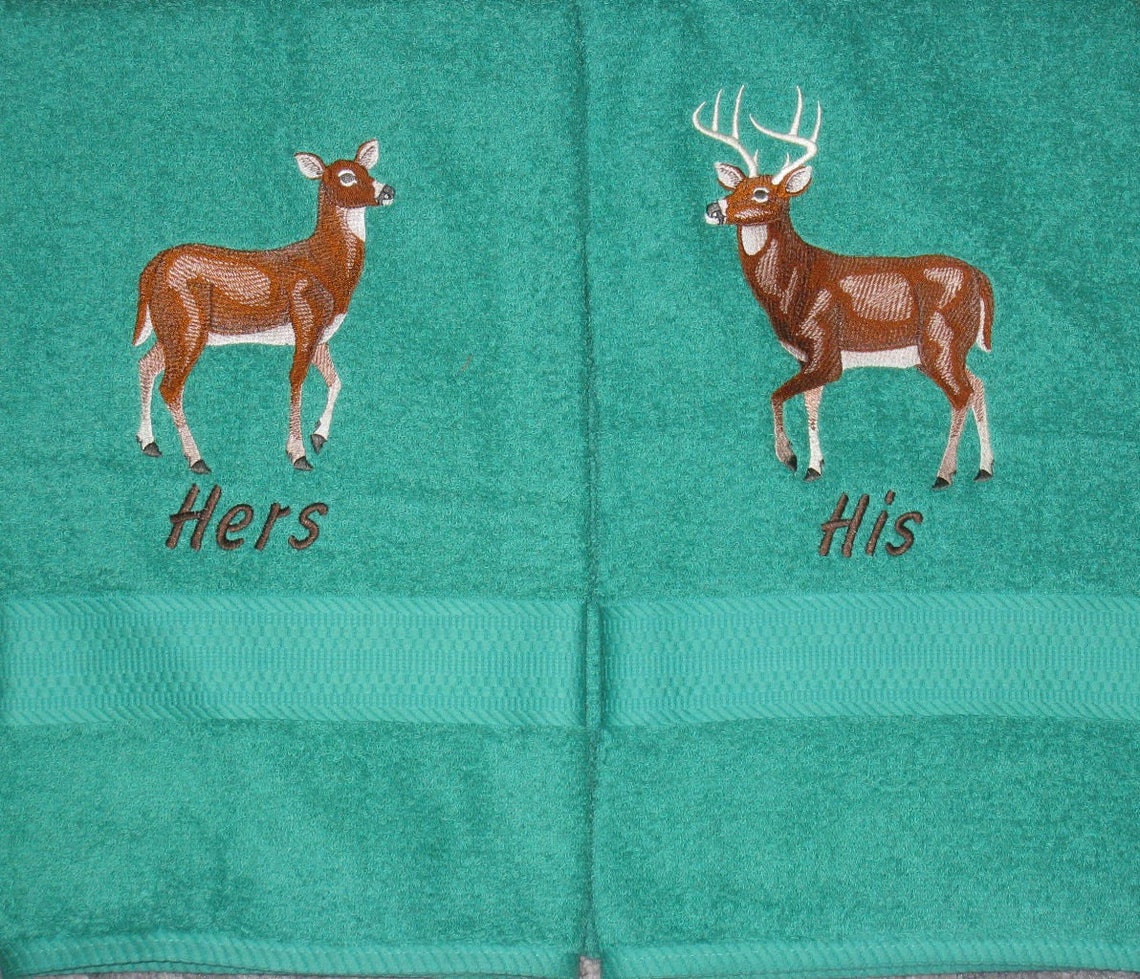 HIS and HERS Deer Towel Set Buck and Doe Bath Towels for Etsy