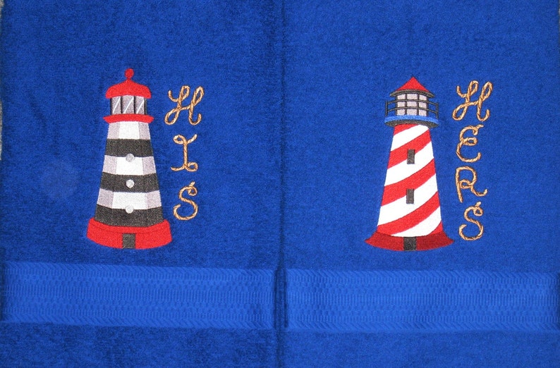 HIS and HERS 4 Piece Lighthouse Towel Set Lighthouses Bath & Etsy