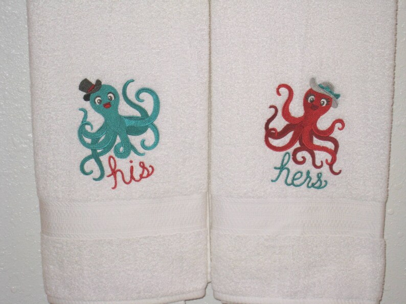 His and Hers Octopus Bath Towels Sea Creature Towels Fun Etsy