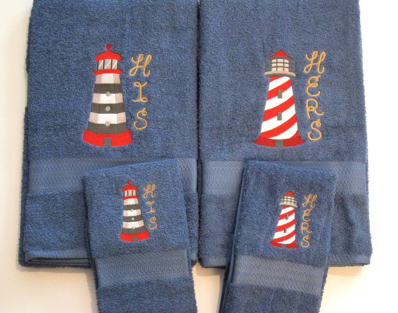 HIS and HERS 4 Piece Lighthouse Towel Set Lighthouses Bath & Etsy