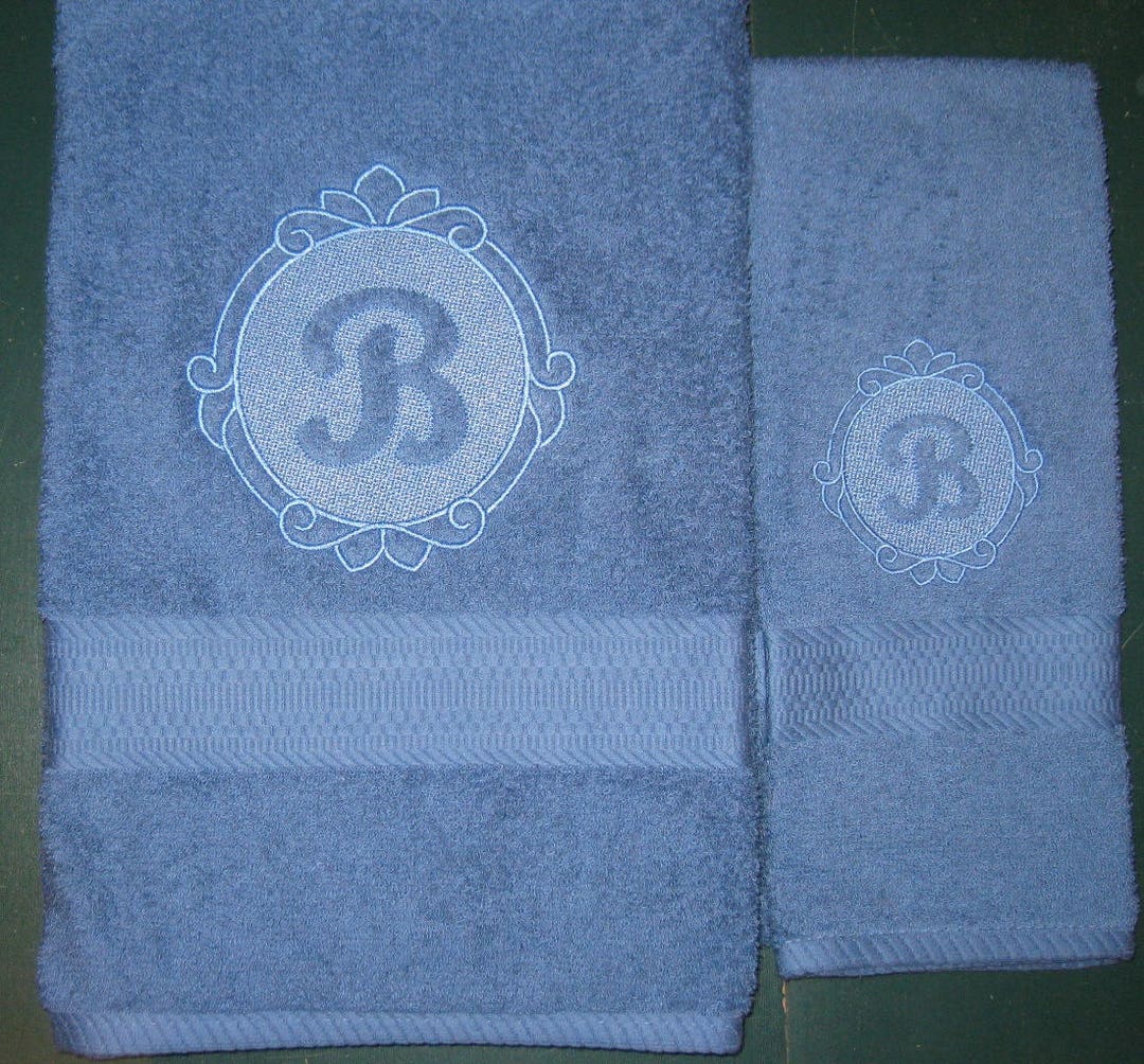 EMBOSSED MONOGRAM Towel Set Personalized Bath & Hand Towels Etsy