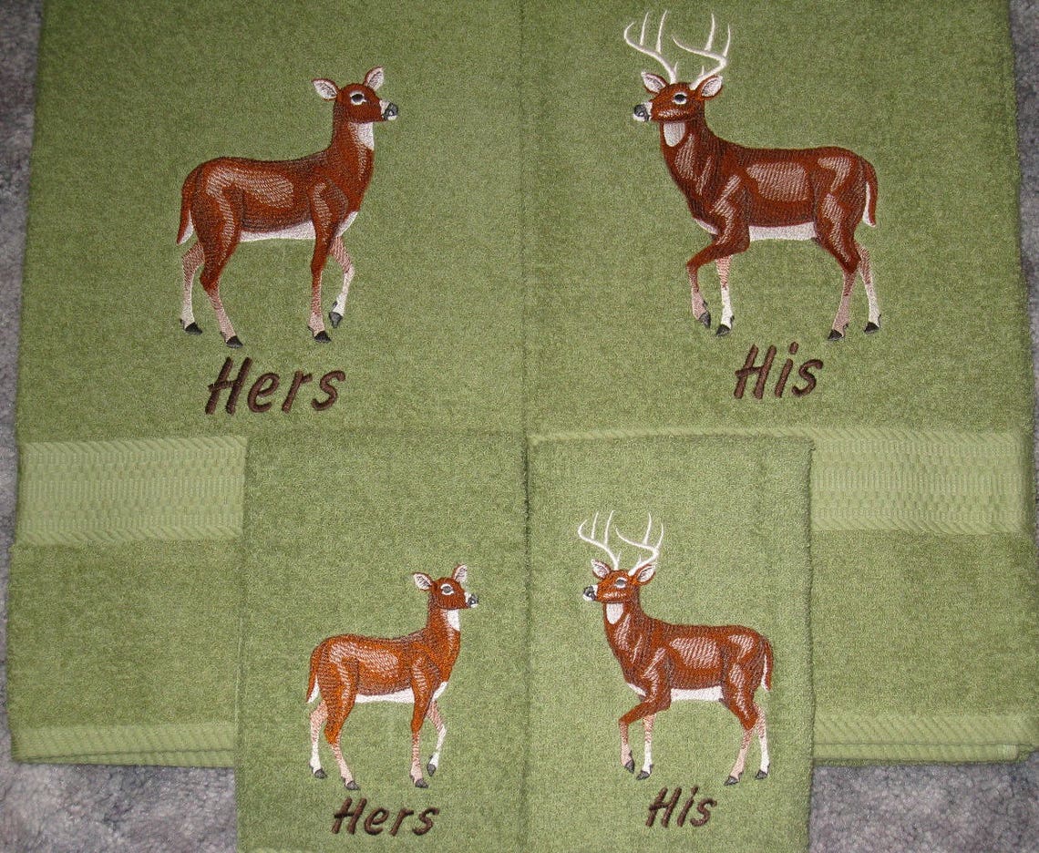 HIS and HERS Deer Towel Set Buck and Doe Bath Towels for Etsy