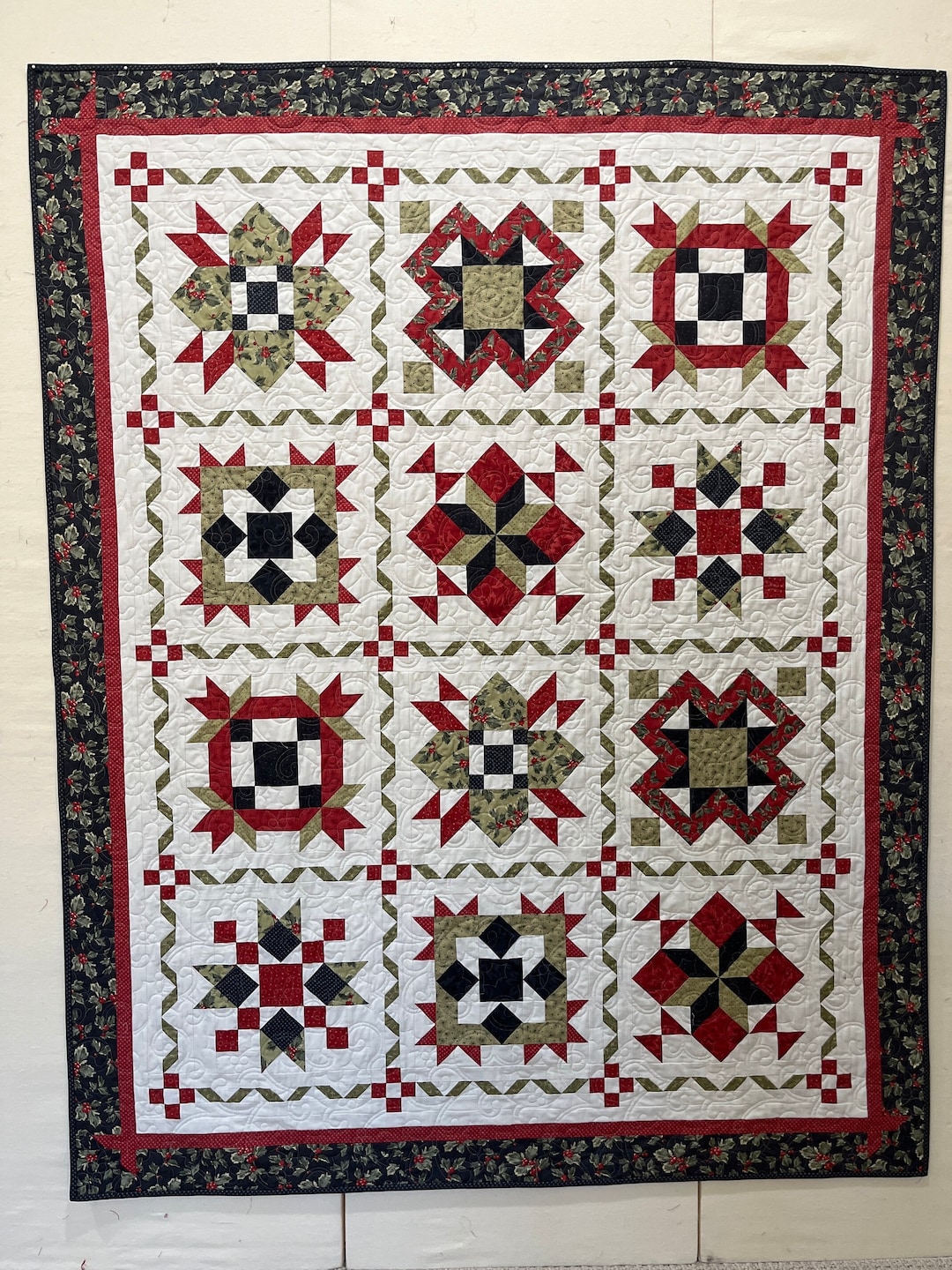 Christmas Sampler Quilt: Handmade Patchwork Lap Quilt (58”x73”) - Etsy