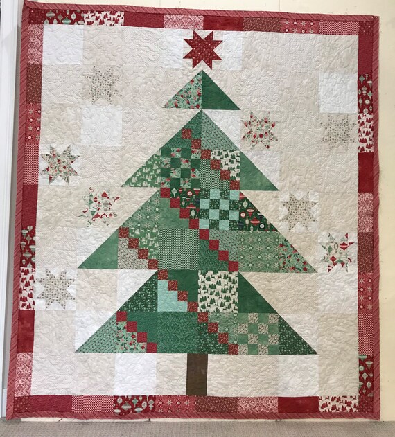 Tree Quilt Christmas Quilt Twin Bed Quilt Handmade Quilt Etsy