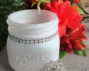 Diamond Dust Gold Silver Glitter Pint Widemouth Mason Jar for Wedding centerpiece