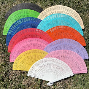 Color Wood Panel Fan for Wedding Favor, Hand Fan, Wooden Fan, Outdoor wedding, Beach wedding, Party Favor, Wedding Ceremony, Sandalwood Fan