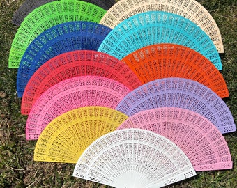 Color Wood Panel Fan for Wedding Favor, Hand Fan, Wooden Fan, Outdoor wedding, Beach wedding, Party Favor, Wedding Ceremony, Sandalwood Fan