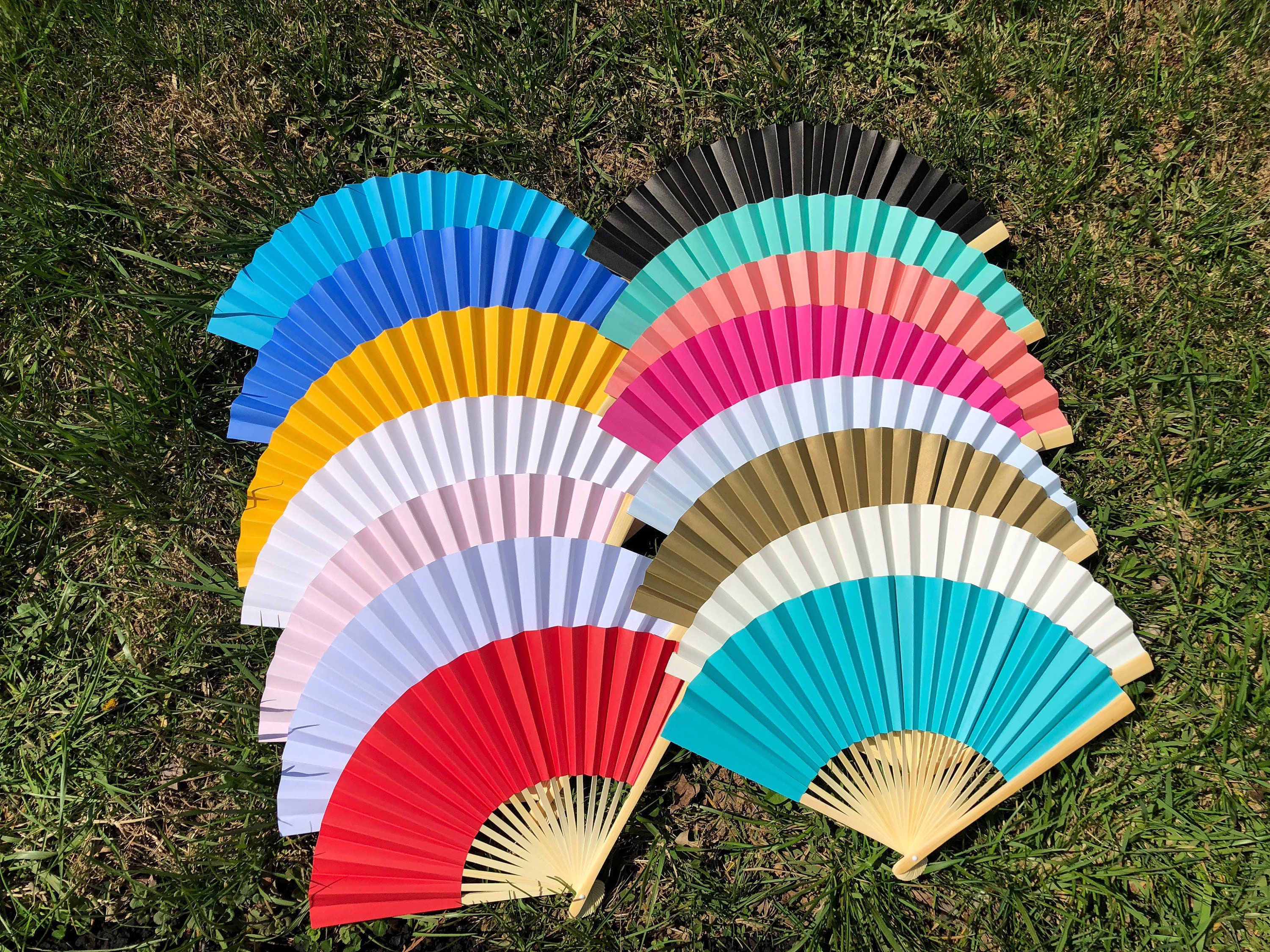 Paper Fan for Wedding Ceremony Colorful Hand Fan Outdoor