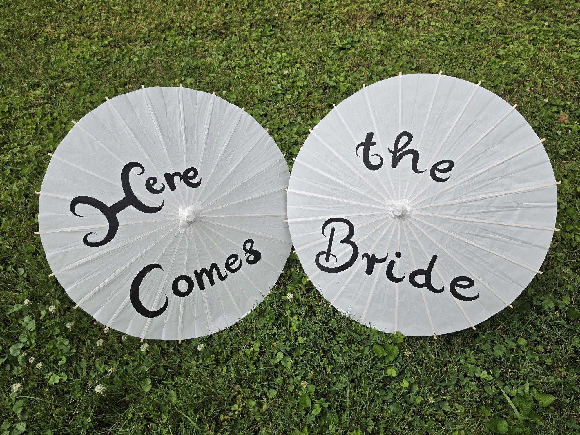 Here Comes the Bride Flower Girl Paper Parasols, Set of 2 Here Comes…