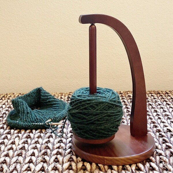 Wooden Yarn Ball Holder Magnetic Spinning Yarn Holder Lazy Susan for Yarn Ball a Must have for Crocheters and Knitters Gift Idea