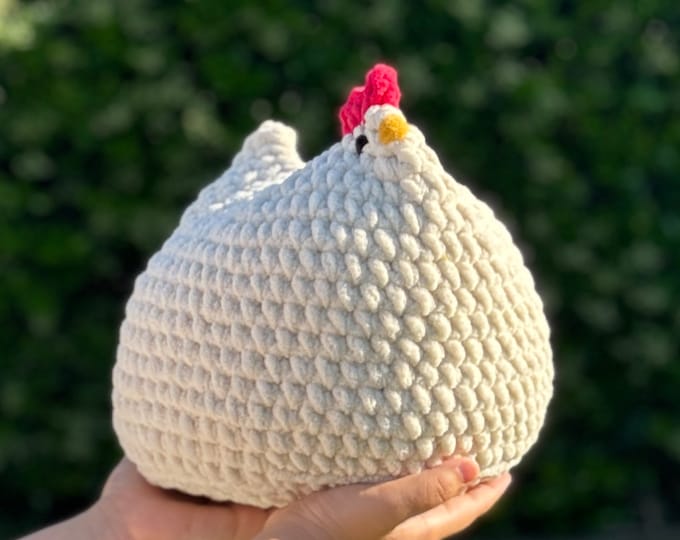 Handmade Large Chicken Stuffed Animal Plushie Amigurumi Hypoallergenic Fill Adopt Henrietta