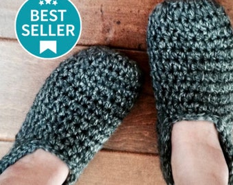 Crochet Slippers House Shoes Socks Handmade in Wool Blend