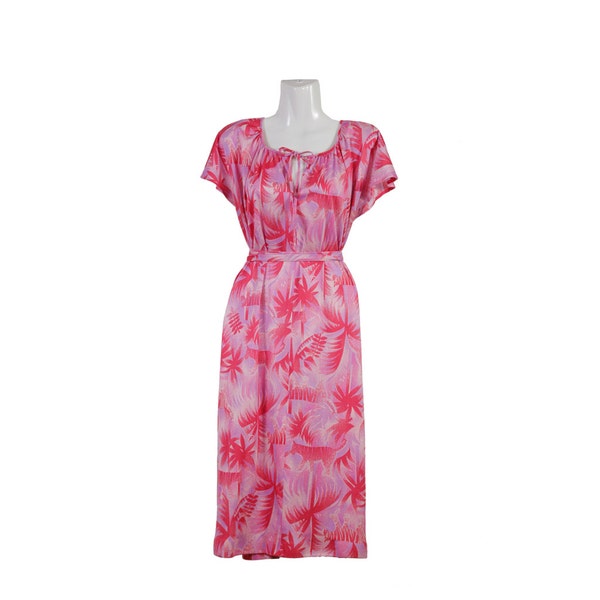 1970s Pink Tiger jungle vintage summer dress-L