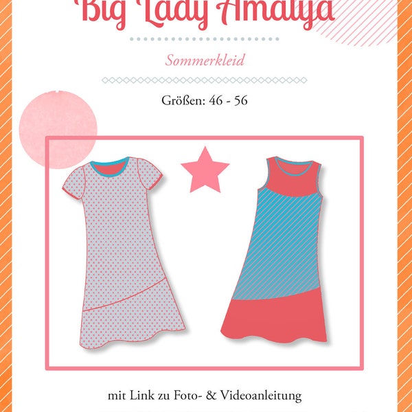 Schnittmuster Big Lady Amalya - Sommerkleid- Farbenmix - Gr. 46 bis 56