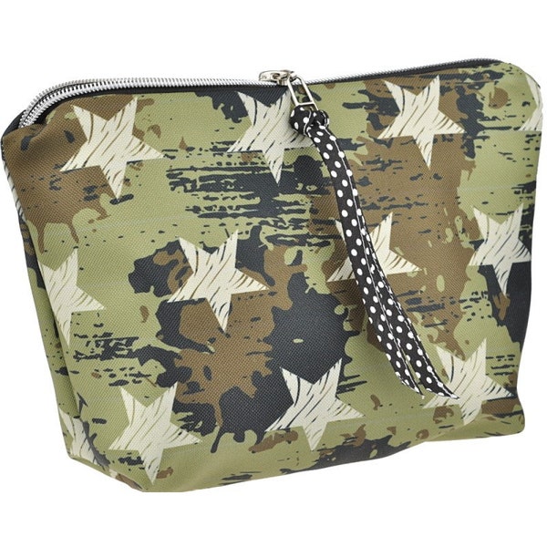 Nähset WashBag Kulturbeutel Camouflage mit Sternen zum Selbernähen