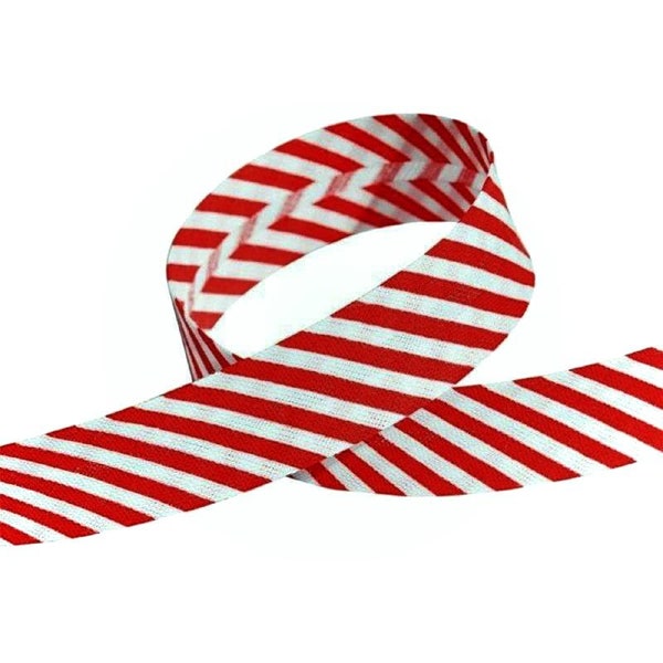 Schrägband rot-weiß-gestreift Streifen Einfassband Bordüre  18 mm