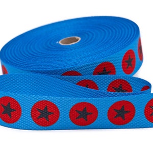Riem blauw met stippen en sterren van 30 mm