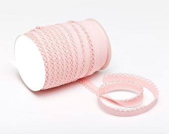 Schrägband mit Borte - rosa - 12 mm - Einfassband Bordüre