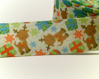 Ripsband mit weihnachtlichen Motiven Rentier 25 cm