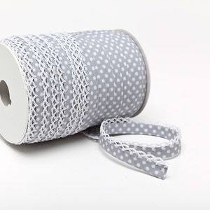 1 m graues Schrägband mit weißen Sternen 18 mm Einfassband Borte 1 m graues Schrägband mit weißen Sternen 18 mm Einfassband Borte