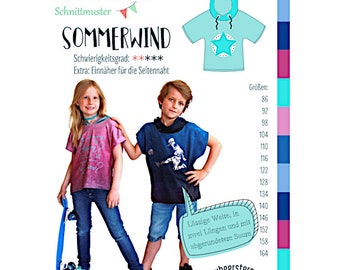 Sewing Pattern Summer Wind Shirt par AnniNanni Blueberry Star dans les tailles 86 à 164 pour garçons et filles modèle de coupe de papier
