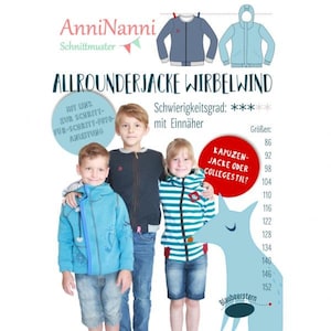 Cartamodello giacca tuttofare giacca per bambini vortice gr. 86 - 152 di AnniNanni / Blueberry Star