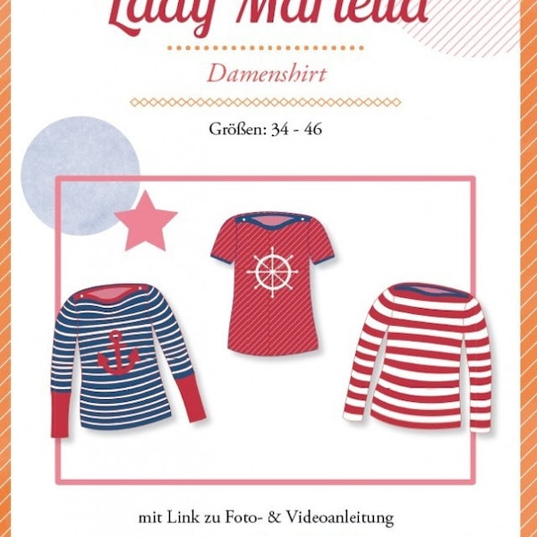 Schnittmuster Lady Mariella Damenshirt T-Shirt Langarmshirt von MiaLuna farbenmix