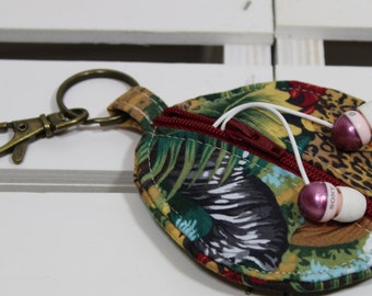 Headphone Storage Bag, Small Zipper Case, Key Badge Holder, ID Badge Key Holder, Jungle Zebra Headphone Earbud Storage Case