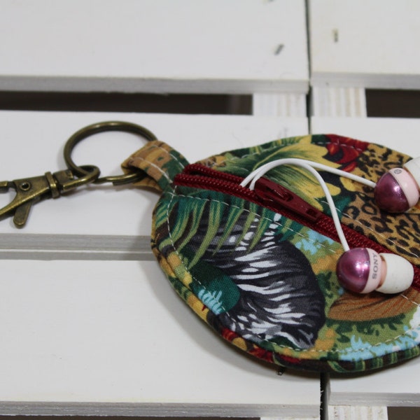 Sac de rangement casque, petite tirette Case, porte-clé porte-Badge, ID Badge porte-clés, Jungle Zebra casque écouteurs boîtier