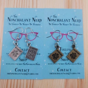 Metal Passport Earrings in Silver or Antique Gold finishes
