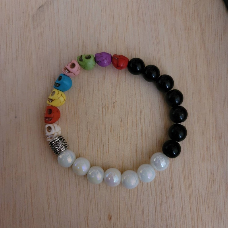 Tricolor Strech Bracelet Spooky Season Sugar Skulls