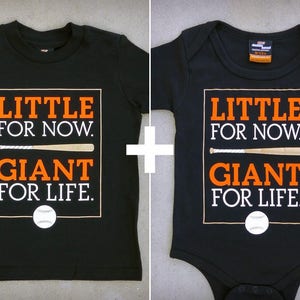 Little Giant (San Francisco Giants) Gift Set - Matching SF-inspired Baseball Youth Boy and Baby Onepiece & T-shirts // SF Giants // MLB