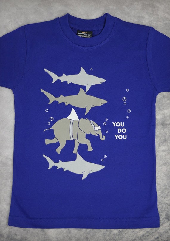 You Do You Funny Elephant Shark Toddler Youth Cobalt Blue Graphic Tee //  Cool Shirt // Swimming // Boy Gift Idea // Ocean // Scuba 