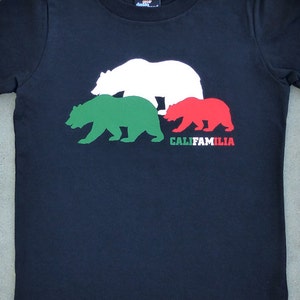 Califamilia - California Bears with Mexican Flag Colors Toddler and Youth Black Graphic T-shirt // Mexico Flag // Mexican American Shirt