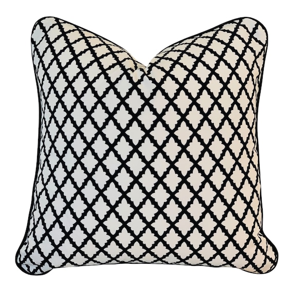 Black and White Lattice design Outdoor cushion cover, Outdoor cushion cover in Black and White,