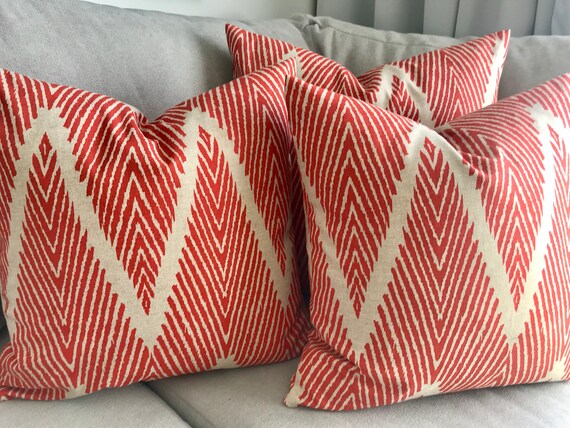 Lacefield Bali Cushion Cover Orange Chevron Design Etsy