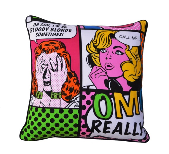 Gossip , apply named cartoon fun cushion cover in bright colours ...