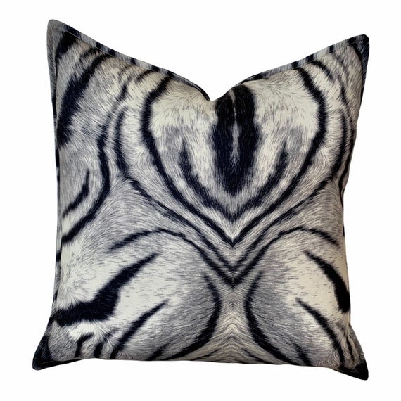 Zebra Print Cushion Cover, Exotic Look Cushion Cover, Animal Print Cushion Cover, Faux Fur Cushion Cover, Black & White Cushion Cover
