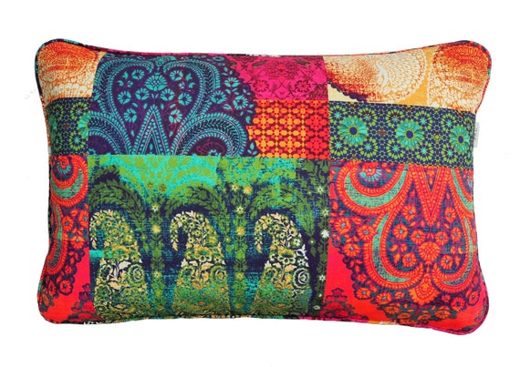 Bohemian Cushion . Digital Design Cushion . Eclectic Design Cushion . Jewel Coloured Cushion . Bohemian Pillow . Jewel Coloured Pillow
