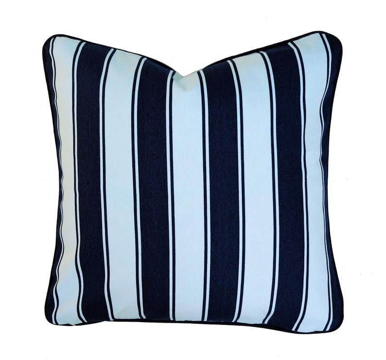 Striped Cushion Cover . Blue and White Stiped Cushion . Etsy