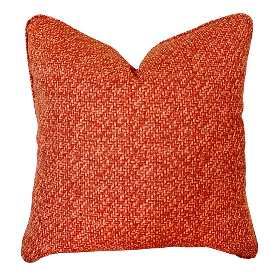 Rattan look Cushion Cover in Coral, Coral colour Outdoor Cushion cover, Woven Cane Look Outdoor Cushion Cover, Coral Cushion Cover