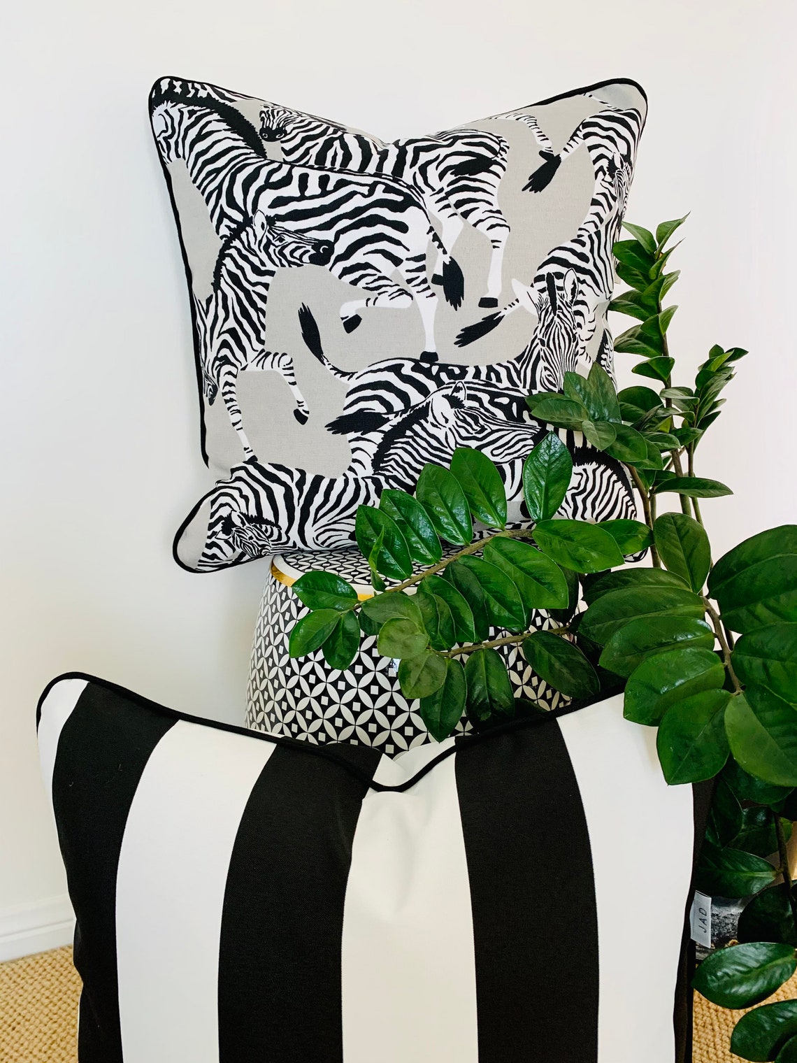 Zebra Outdoor Cushion Covers Black and White Cushion Covers Etsy