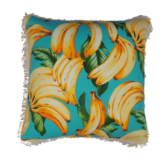 Banana Cushion . Tropical Design Cushion . Cushion with Bananas . Fun Design Cushion