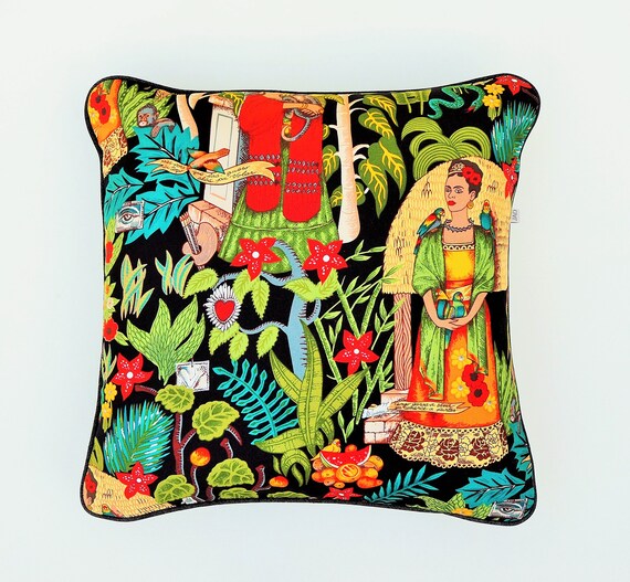 Boho Cushion, Frida's Garden Cushion Cover, Frida Cushion Cover, Folkloric Cushion Cover, Frida Kahlo Cushion Cover , Colourful Cushion