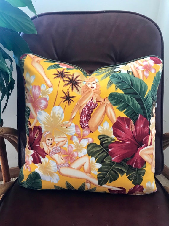 Surf Nostalgia .  Retro Cushion . Beach Girls Cushion . 60's Beach Style Cushion . Cushion Cover . Retro Cushion Cover