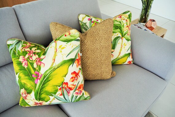 Outdoor Cushion Cover . Orchid Cushion . Tropical Design Cushion
