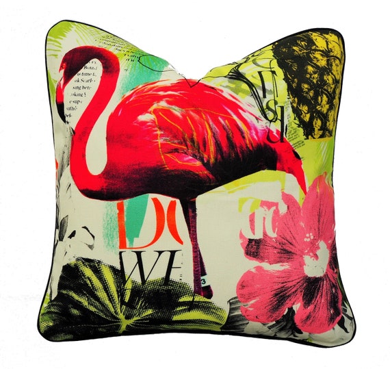 Flamingo Cushion Cover . Exotic Cushion  . Natural Beauty Cushion . Flamingo Style Pillow . 50x50cm . Cushion with Lorikeet . Pineapple